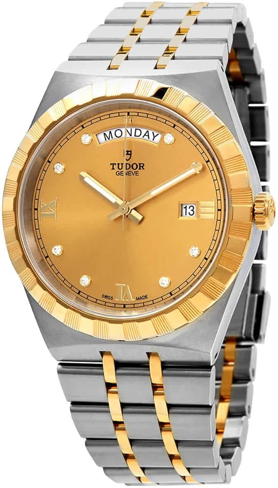Tudor Royal Automatic Diamonds Gold Dial Two Tone Steel Strap Watch for Men - M28603-0006 Buy Now By Tudor
