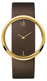 Calvin Klein Glam Transparent Dial Brown Leather Strap Watch for Women - K9423503 Buy Now By Calvin Klein