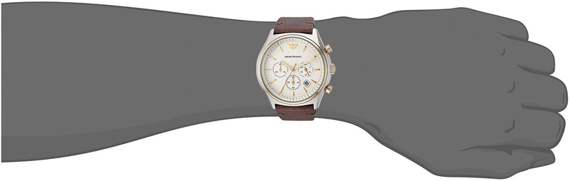 Emporio Armani Chronograph White Dial Brown Leather Strap Watch For Men - AR11033 Buy Now By Emporio Armani