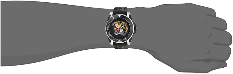 Shop Gucci Dive Tiger Black Dial Black Rubber Strap Watch For Men - YA136318 in USA