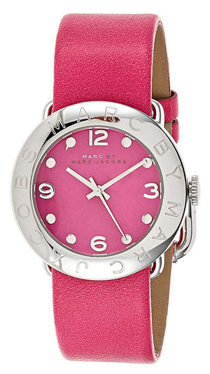 Marc Jacobs Amy Pop Pink Dial Pink Leather Strap Watch for Women - MBM1286