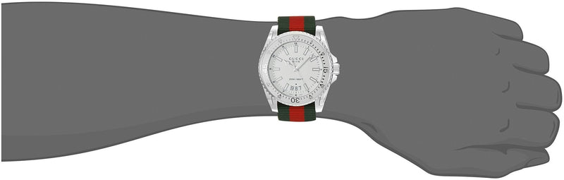 Shop Gucci Dive White Dial Red & Green Nylon Strap Watch For Men - YA136207 in USA