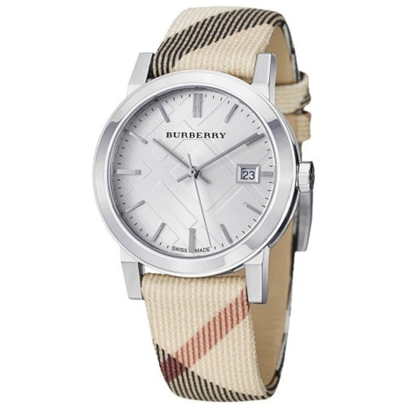 Burberry The City Nova Silver Dial White Leather Strap Watch for Women - BU9022 Buy Now By Burberry
