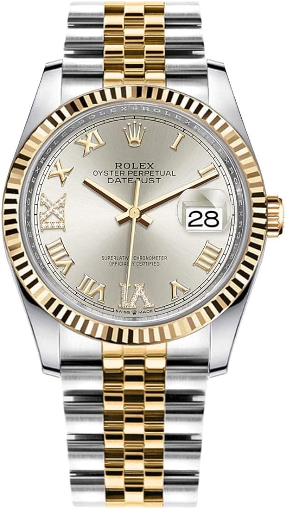 Shop Rolex Datejust 36 Silver Dial Two Tone Oyster Steel & Yellow Gold Strap Watch for Women - M126233-0031 in USA