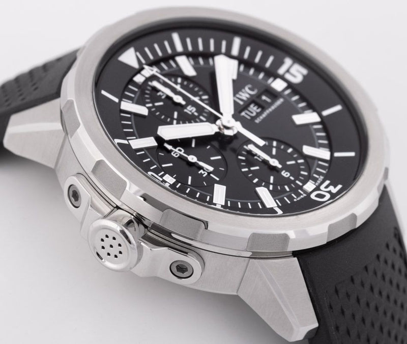 Shop IWC Aquatimer Chronograph Black Dial Black Leather Strap Watch for Men - IW376803 in USA