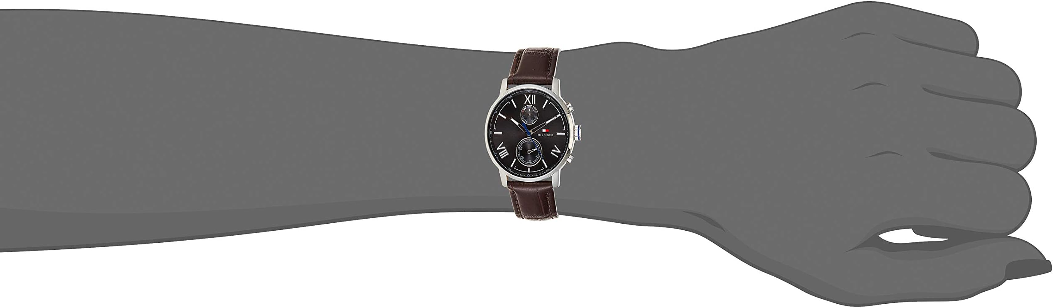 Tommy Hilfiger Aiden Quartz Black Dial Brown Leather Strap Watch for Men - 1791309
