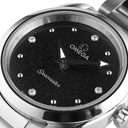 Shop Omega Seamaster Aqua Terra Quartz Diamond Black Dial Silver Steel Strap Watch for Women - 220.10.28.60.51.001 in USA