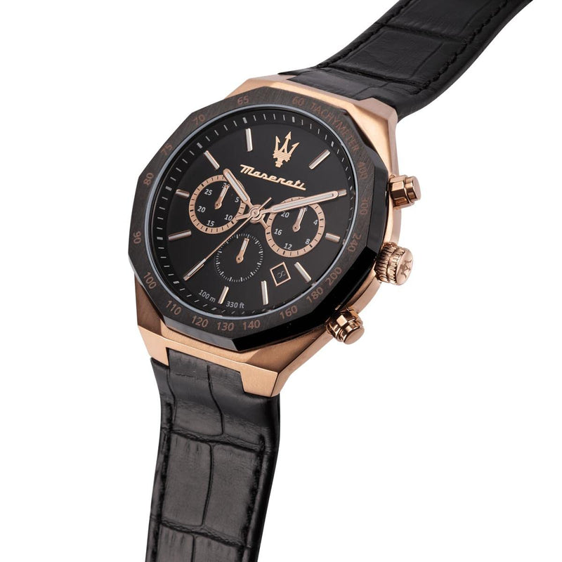 Maserati Stile Black Matte Dial Black Leather Strap Watch For Men - R8871642001 Buy Now By Maserati