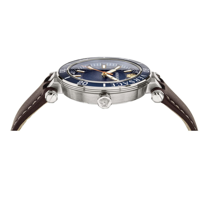 Versace Greca Sport Analog Blue Dial Brown Leather Strap Watch For Men - VEZ300121 Buy Now By Versace
