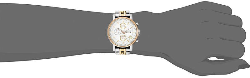 Fossil Boyfriend Chronograph White Dial Two Tone Steel Strap Watch for Women - ES3840 Buy Now By Fossil