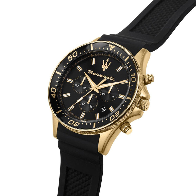 Maserati SFIDA Chronograph Black Dial Rubber Strap Watch For Men - R8871640001 Buy Now By Maserati