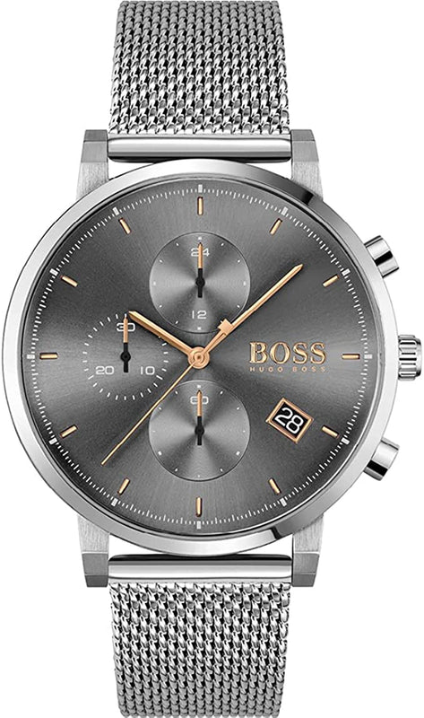 Hugo Boss Integrity Chronorgaph Grey Dial Silver Mesh Bracelet Watch for Men - 1513807