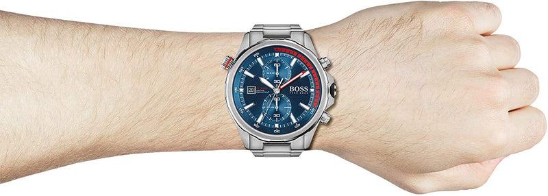 Hugo Boss Globetrotter Blue Dial Silver Steel Strap Watch for Men - 1513823 Buy Now By Hugo Boss