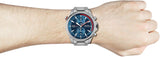 Hugo Boss Globetrotter Chronograph Blue Dial Silver Steel Strap Watch for Men - 1513823