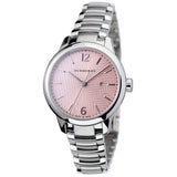 Shop Burberry The Classic Pink Dial Silver Steel Strap Watch for Women - BU10111 in USA