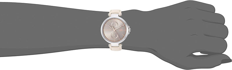 Shop Tommy Hilfiger Angela Silver Dial Cream Leather Strap Watch for Women - 1782123 in USA