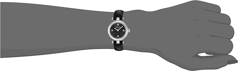 Shop Gucci Diamantissima Quartz Diamonds Black Dial Black Leather Strap Watch for Women - YA141506 in USA