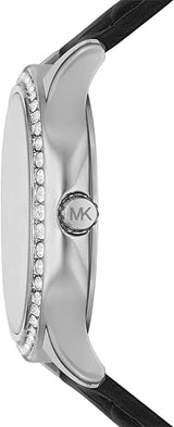 Michael Kors Sage Three-Hand Mother of Pearl White Dial Black Leather Strap Watch for Women - MK4821 Buy Now By Michael Kors