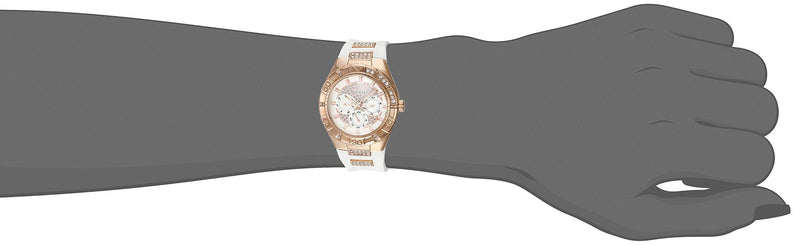 Guess Luna Diamonds White Dial White Rubber Strap Watch for Women - W0653L4 Buy Now By Guess