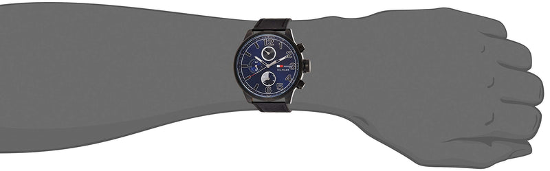 Shop Tommy Hilfiger Jackson Quartz Blue Dial Black Leather Strap Watch for Men - 1791241 in USA