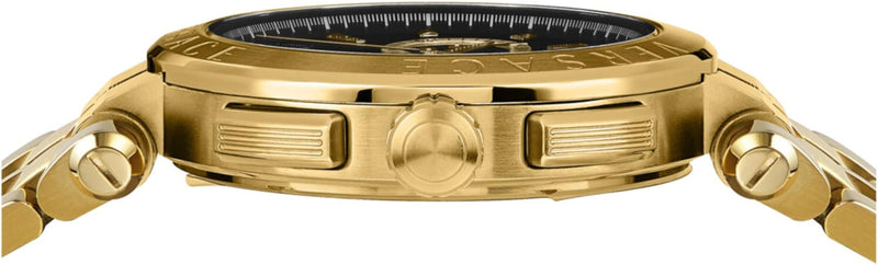 Versace Aion Chronograph Black Dial Gold Steel Strap Watch For Men - VE1D01721 Buy Now By Versace
