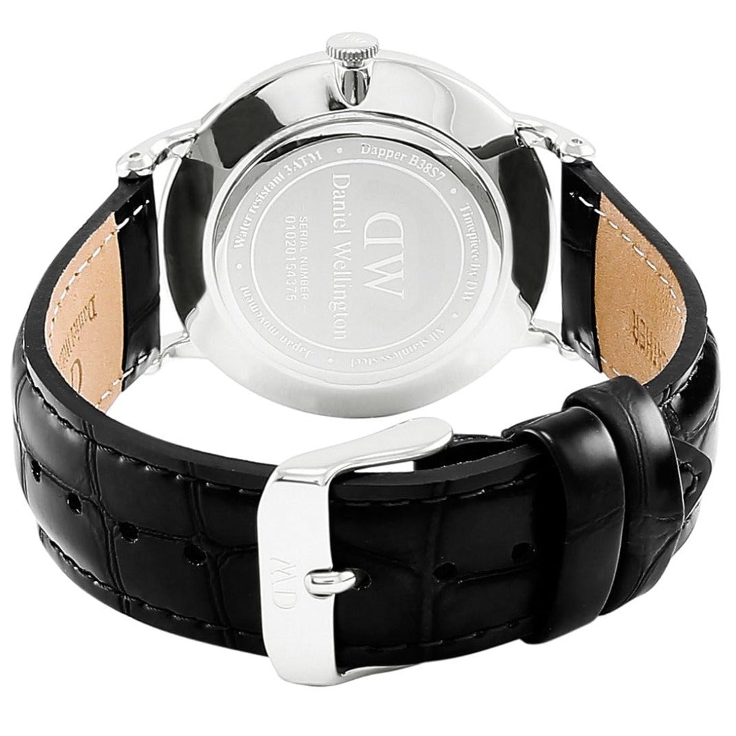 Daniel Wellington Dapper Reading Quartz White Dial Black Leather Strap Watch For Women - DW00100117