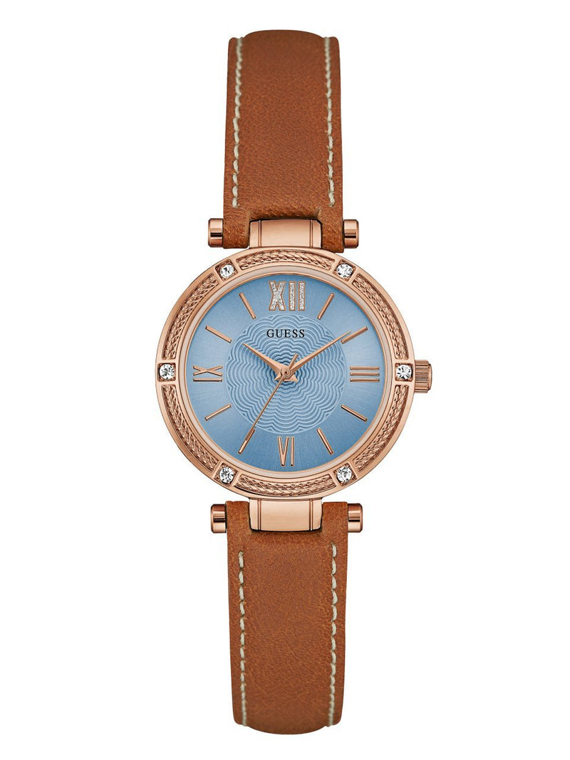 Guess Park Avenue Blue Dial Brown Leather Strap Watch for Women - W0838L2 Buy Now By Guess