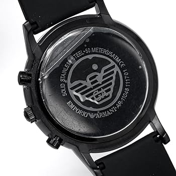 Shop Emporio Armani Chronograph Quartz Silver Dial Black Rubber Strap Watch For Men - AR11048 in USA
