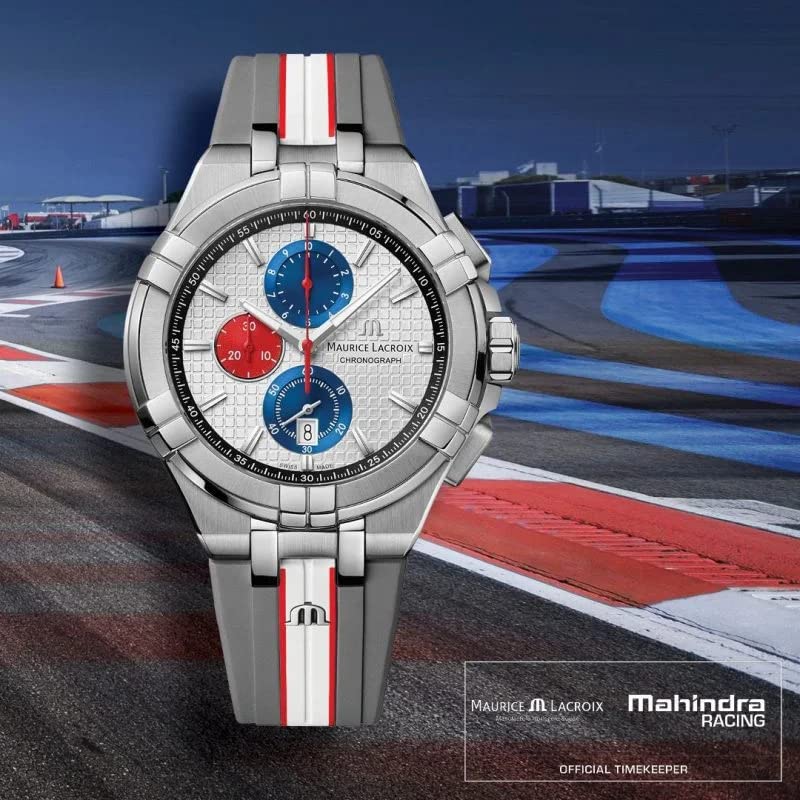 Maurice Lacroix Aikon Chronograph Special Edition Mahindra Racing Silver Dial Grey Rubber Strap Watch for Men - AI1018-TT031-130-2 Buy Now By Maurice Lacroix