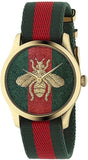 Gucci Le Marche des Merveilles Green & Red Dial Green & Red NATO Strap Unisex Watch - YA126487