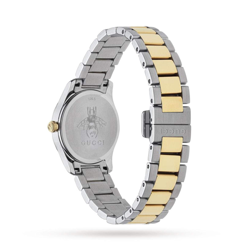 Shop Gucci G Timeless Quartz Diamonds Silver Dial Two Tone Steel Strap Watch For Women - YA1265016 in USA