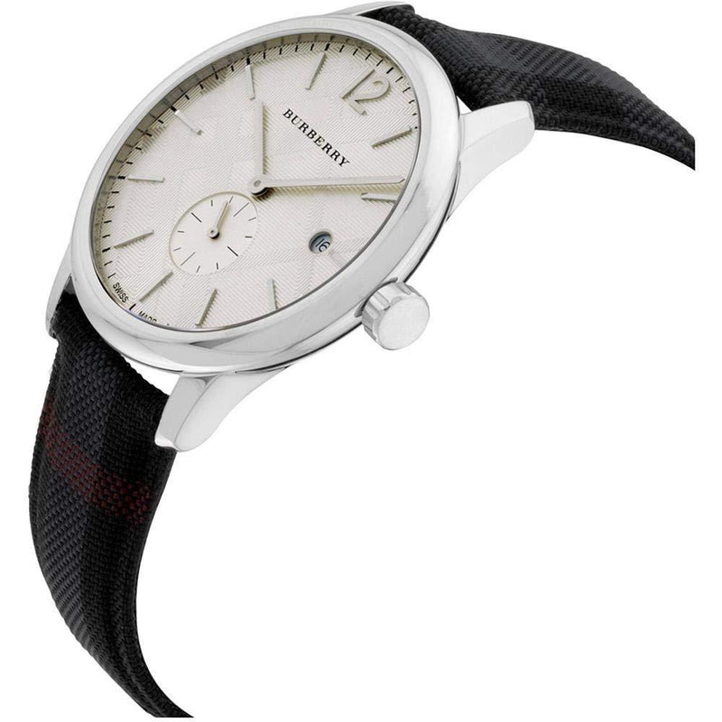 Shop Burberry Classic Round Cream Dial Black Leather Strap Watch for Men - BU10008 in USA