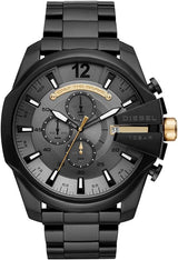 Diesel Mega Chief Chronograph Grey Dial Black Steel Strap Watch For Men - DZ4479 Buy Now By Diesel