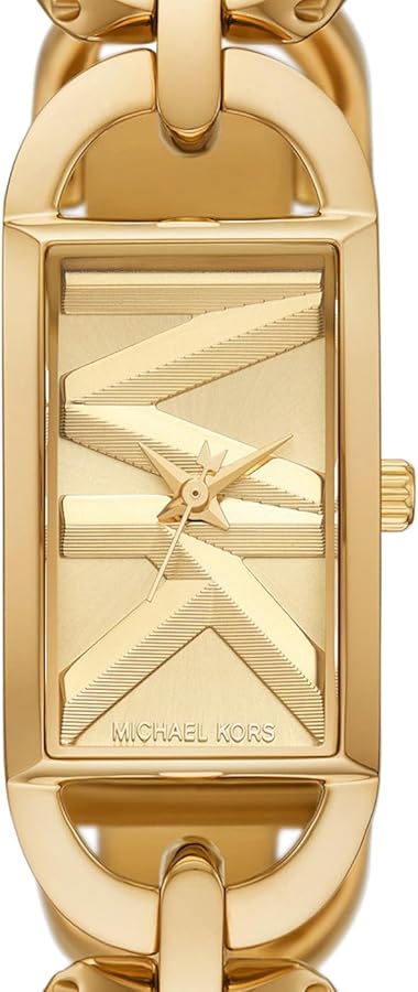Shop Michael Kors Empire Three Hand Gold Dial Gold Steel Strap Watch For Women - MK7406 in USA