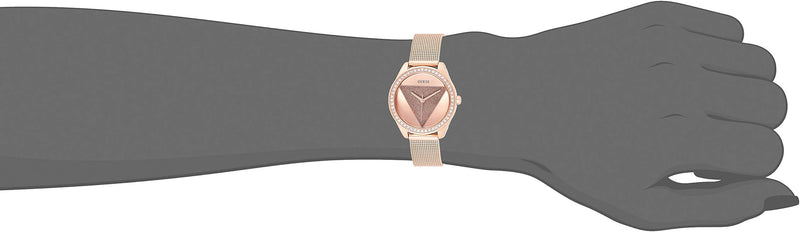 Shop Guess Tri Glitz Quartz Diamonds Rose Gold Dial Rose Gold Mesh Bracelet Watch For Women - W1142L4 in USA