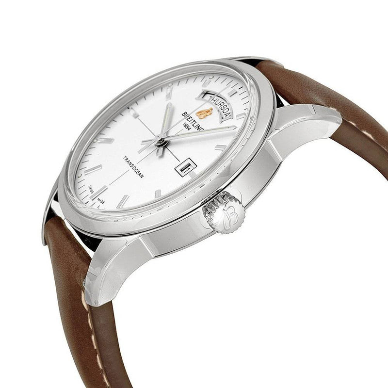 Shop Breitling Transocean Day & Date 43mm Brown Leather Strap Mens Watch - A4531012|G751|437X|A20B A.1 in USA