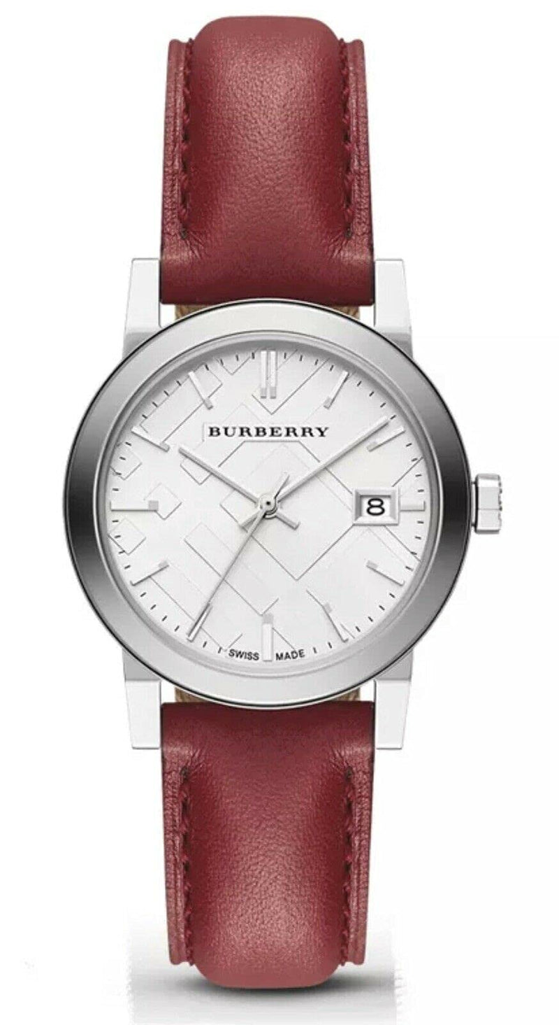 Burberry The City Silver Dial Red Leather Strap Watch for Women - BU9129 Buy Now By Burberry