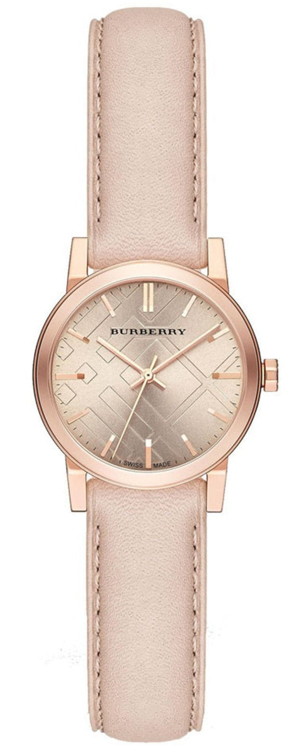 Shop Burberry The City Gold Dial Beige Leather Strap Watch for Women - BU9210 in USA