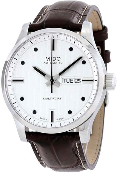 Shop Mido Multifort Automatic Silver Dial Black Leather Strap Watch For Men - M005.430.16.031.80 in USA