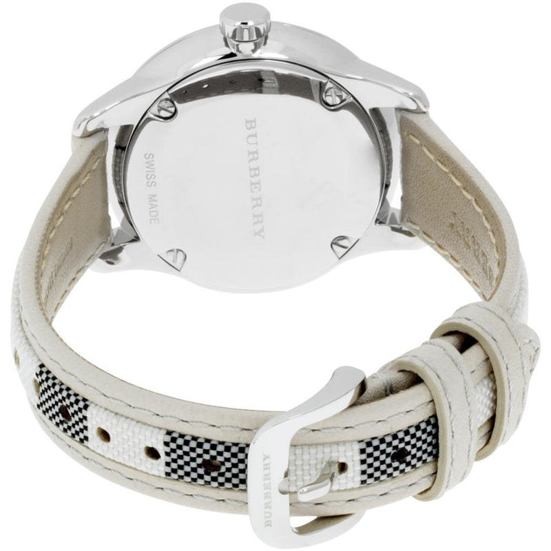 Burberry The Classic Guilloche Silver Dial Grey Leather Strap Watch for Women - BU10113 Buy Now By Burberry