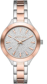 Michael Kors Slim Runway Crystals Silver Dial Two Tone Steel Strap Watch for Women - MK1045 Buy Now By Michael Kors