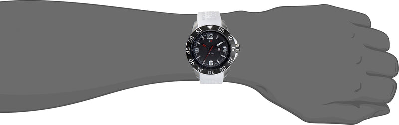 Shop Tommy Hilfiger Sport Black Dial White Rubber Strap Watch for Men - 1790986 in USA