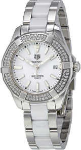 Shop Tag Heuer Aquaracer Diamonds White Dial Two Tone Steel Strap Watch for Women - WAY131F.BA0914 in USA