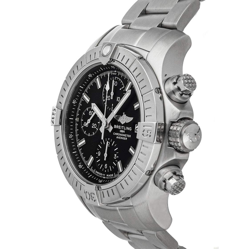 Shop Breitling Avenger Chronograph 43 Black Dial Silver Steel Strap Watch for Men - A13385101B1A1 in USA