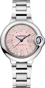 Shop Cartier Ballon Bleu de Cartier Pink Dial Silver Steel Strap Watch for Women - WSBB0046 in USA