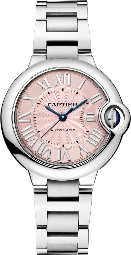 Shop Cartier Ballon Bleu de Cartier Pink Dial Silver Steel Strap Watch for Women - WSBB0046 in USA