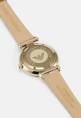 Emporio Armani Gianni T Bar Crystals Silver Dial Brown Leather Strap Watch For Women - AR11518 Buy Now By Emporio Armani