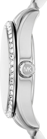 Michael Kors Lexington Lux Three Hand Mother of Pearl Silver Dial Silver Steel Strap Watch for Women - MK7445 Buy Now By Michael Kors