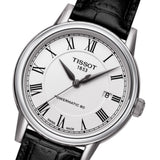 Tissot Carson Powermatic 80 White Dial Black Leather Strap Watch For Men - T085.407.16.013.00