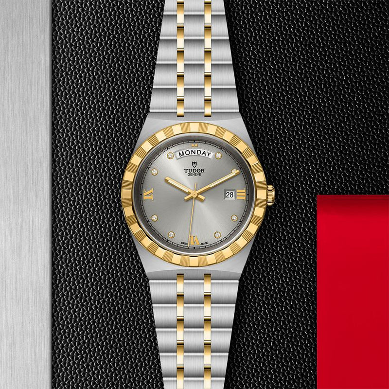 Tudor Royal Diamonds Automatic Grey Dial Two Tone Steel Strap Watch for Men - M28603-0002 Buy Now By Tudor